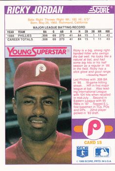 1989 Score - Young Superstars 1 #15 Ricky Jordan Back
