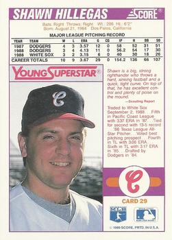 1989 Score Young Superstars 2 #29 Shawn Hillegas Back