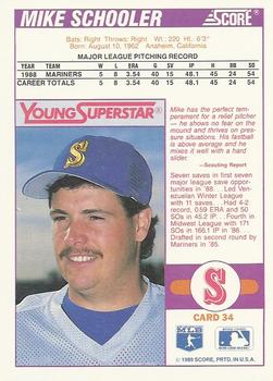 1989 Score Young Superstars 2 #34 Mike Schooler Back