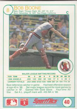 1989 Sportflics #40 Bob Boone Back