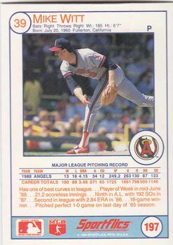 1989 Sportflics #197 Mike Witt Back