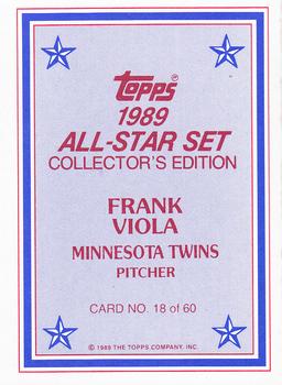 1989 Topps - 1989 All-Star Set Collector's Edition (Glossy Send-Ins) #18 Frank Viola Back