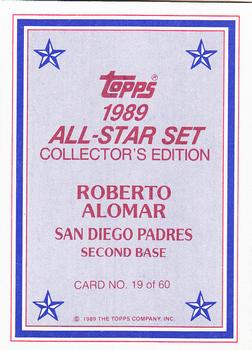 1989 Topps - 1989 All-Star Set Collector's Edition (Glossy Send-Ins) #19 Roberto Alomar Back