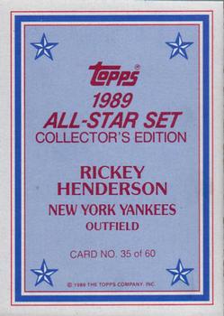 1989 Topps - 1989 All-Star Set Collector's Edition (Glossy Send-Ins) #35 Rickey Henderson Back