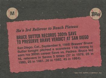 1989 Topps - Wax Box Bottom Panels Singles #M Bruce Sutter Back