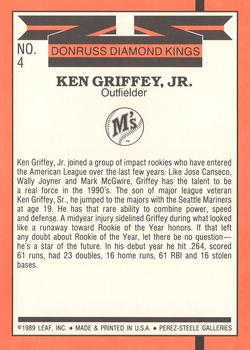 1990 Donruss - Super Diamond Kings #4 Ken Griffey Jr. Back