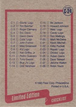 1990 Fleer - Cello / Wax Box Bottom Singles #C-24 Baltimore Orioles Logo Back