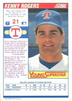 1990 Score - Young Superstars I #21 Kenny Rogers Back