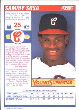 1990 Score - Young Superstars II #25 Sammy Sosa Back