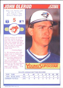1990 Score - Young Superstars II #5 John Olerud Back