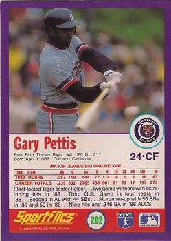 1990 Sportflics #202 Gary Pettis Back