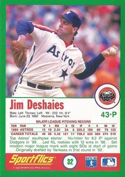 1990 Sportflics #32 Jim Deshaies Back