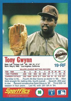 1990 Sportflics #98 Tony Gwynn Back