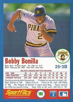 1990 Sportflics #195 Bobby Bonilla Back