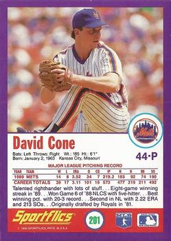 1990 Sportflics #201 David Cone Back