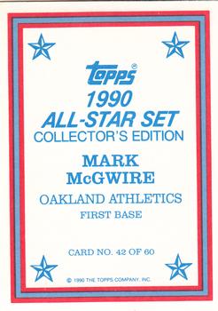 1990 Topps - 1990 All-Star Set Collector's Edition (Glossy Send-Ins) #42 Mark McGwire Back