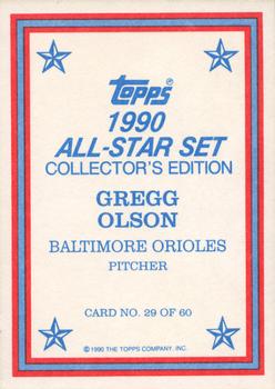 1990 Topps - 1990 All-Star Set Collector's Edition (Glossy Send-Ins) #29 Gregg Olson Back
