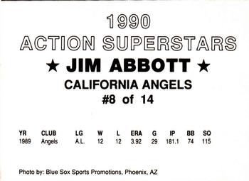 1990 Blue Sox Action Superstars (unlicensed) #8 Jim Abbott Back