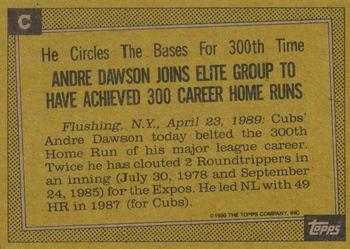 1990 Topps - Wax Box Bottom Panels Singles #C Andre Dawson Back
