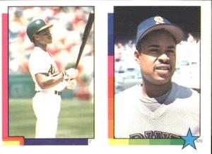 1990 Topps Stickers #7 / 320 Rickey Henderson / Greg Briley Front