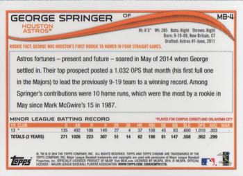 2014 Topps Chrome Update #MB-4 George Springer Back