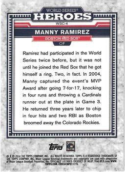 2014 Topps Chrome Update - World Series Heroes #WSC-4 Manny Ramirez Back