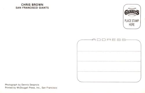 1986 San Francisco Giants Postcards #NNO Chris Brown Back