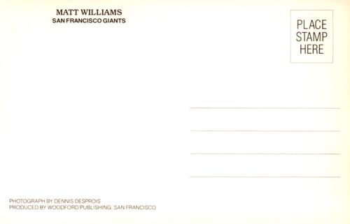 1987 San Francisco Giants Postcards #NNO Matt Williams Back