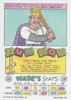 1992 Topps Kids #68 Wade Boggs Back