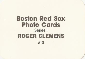1986 Boston Red Sox Photo Cards (unlicensed) #2 Roger Clemens Back