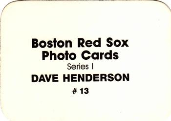 1986 Boston Red Sox Photo Cards (unlicensed) #13 Dave Henderson Back