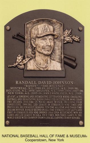 1965-22 Cooperstown Plaque Postcards #NNO Randy Johnson Front