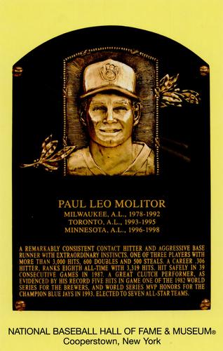 1965-22 Cooperstown Plaque Postcards #NNO Paul Molitor Front
