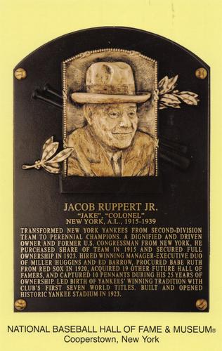 1965-22 Cooperstown Plaque Postcards #NNO Jacob Ruppert Front