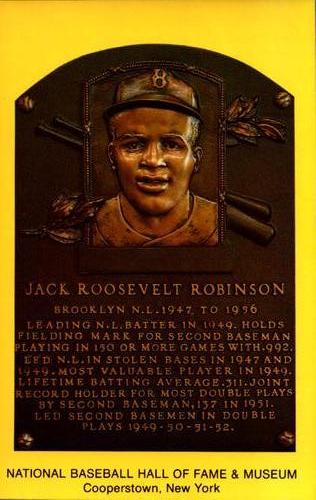 1965-22 Cooperstown Plaque Postcards #NNO Jackie Robinson Front