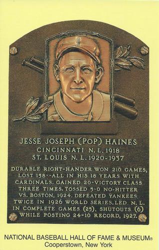 1965-22 Cooperstown Plaque Postcards #NNO Jesse Haines Front