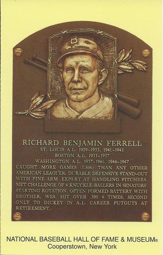 1965-22 Cooperstown Plaque Postcards #NNO Rick Ferrell Front
