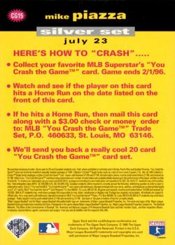 1995 Collector's Choice - You Crash the Game Silver #CG15 Mike Piazza Back