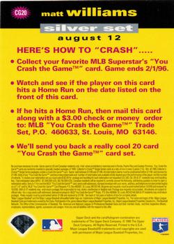 1995 Collector's Choice - You Crash the Game Silver #CG20 Matt Williams Back