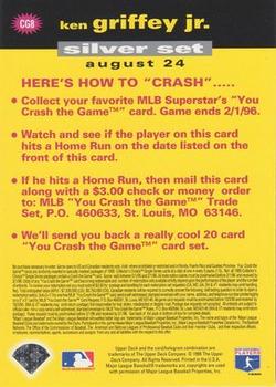 1995 Collector's Choice - You Crash the Game Silver #CG8 Ken Griffey Jr. Back