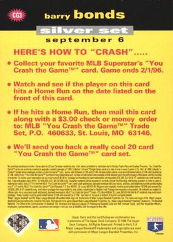 1995 Collector's Choice - You Crash the Game Silver #CG3 Barry Bonds Back