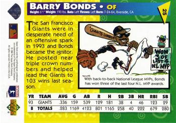 1994 Upper Deck Fun Pack #25 Barry Bonds Back
