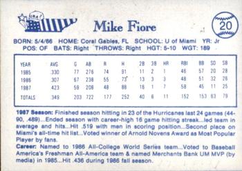 1987 BDK Pan Am Team USA Blue #NNO Mike Fiore Back