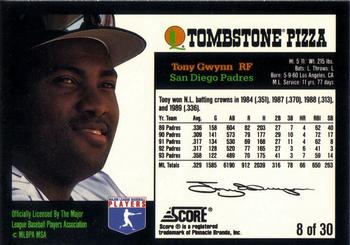 1994 Score Tombstone Pizza Super-Pro Series #8 Tony Gwynn Back