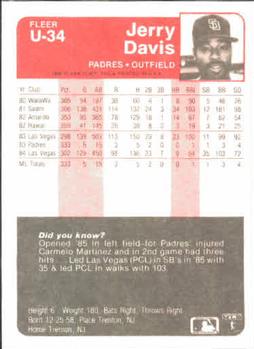 1985 Fleer Update #U-34 Jerry Davis Back