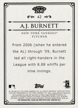 2010 Topps 206 #42 A.J. Burnett Back