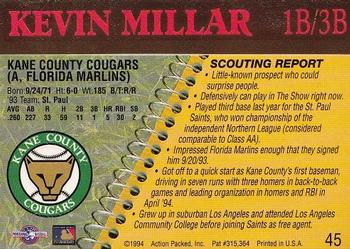 1994 Action Packed Minors #45 Kevin Millar Back