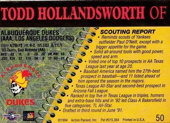 1994 Action Packed Minors #50 Todd Hollandsworth Back