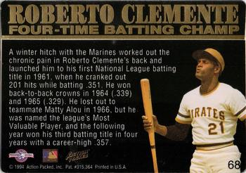 1994 Action Packed Minors #68 Roberto Clemente Back