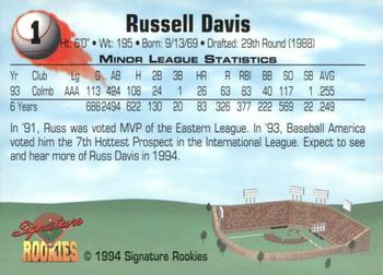 1994 Signature Rookies #1 Russ Davis Back